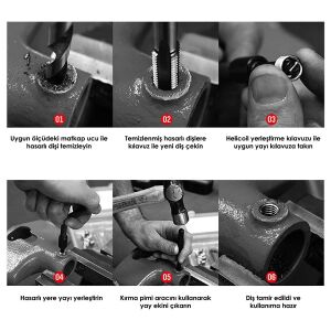 5444 Helicoil Seti Vida Diş Tamir Takımı 131 Parça (Metal Kutu)