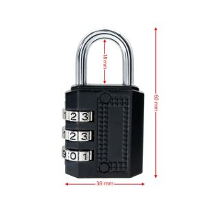 Ymk-1338 Üç Basamaklı Şifreli Asma Kilit Siyah 38 mm