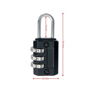 Ymk-1325 Üç Basamaklı Şifreli Asma Kilit Siyah 25 mm