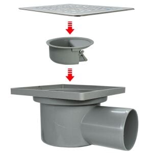 Mesa Teknik 10x10 Yandan 50mm Çıkışlı Koku Önleyicili Yer Süzgeci