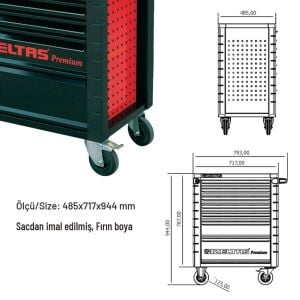 İzeltaş 8245007096 Premium 7 Çekmeceli Takım Dolabı 250 Parça (Dolu)