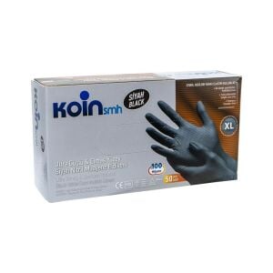 Koin Tek Kullanımlık Siyah Nitril Muayene Eldiveni (XL) - 50'li Paket