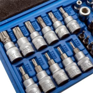 5529 3/8'' - 1/4'' İç-Dış Torx Bits Uçlu Lokma Anahtar Takımı 34 Parça