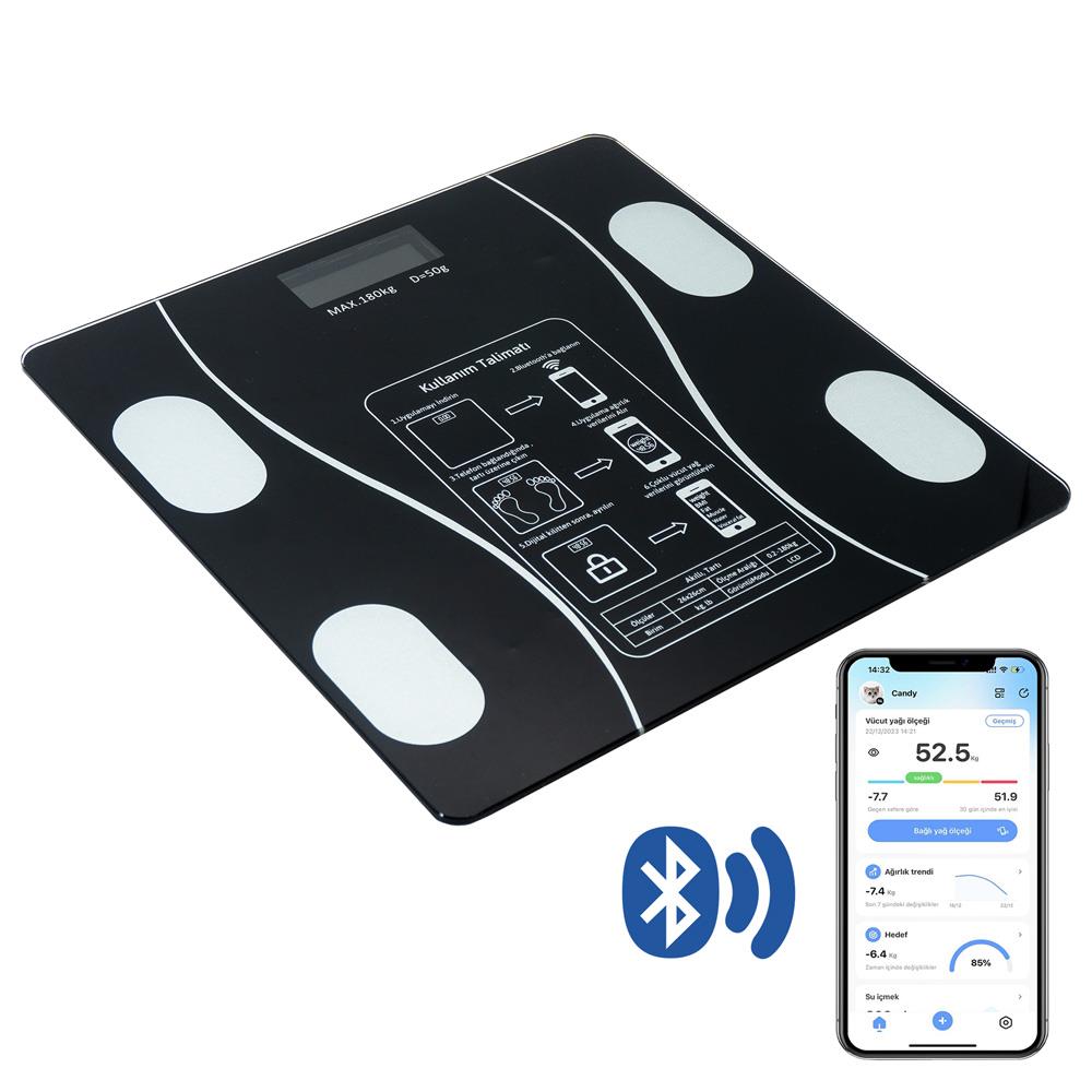 Hegi 239100118 Bluetooth Akıllı Dijital Baskül Tartı Maks:180 Kg