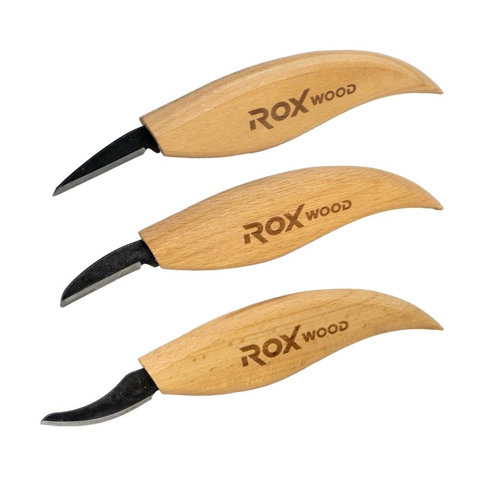Rox Wood 0376 Ahşap Yontma ve Oyma Bıçağı 3'lü Set