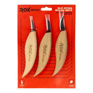 Rox Wood 0376 Ahşap Yontma ve Oyma Bıçağı 3'lü Set