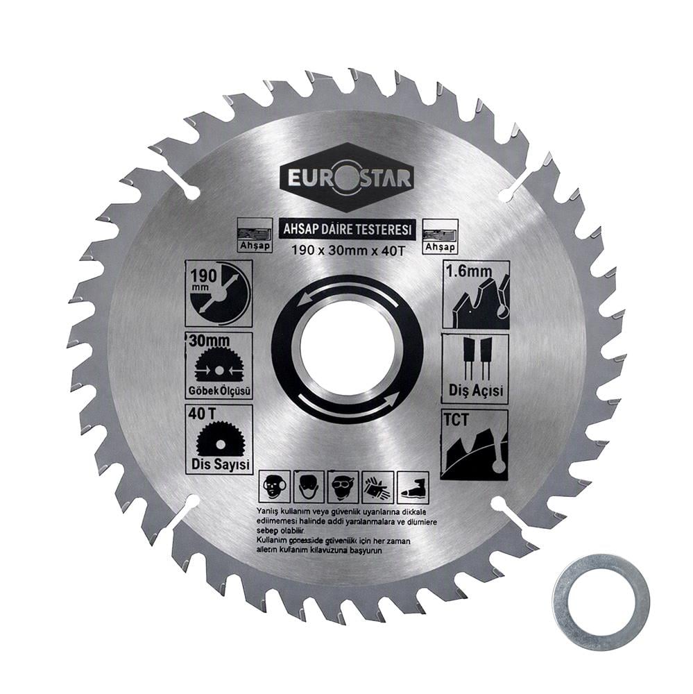 Eurostar Sunta Kesme Ahşap Daire Testere 190x1.6x30/20 mm 40 Diş