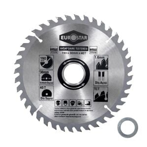 Eurostar Sunta Kesme Ahşap Daire Testere 190x1.6x30/20 mm 40 Diş
