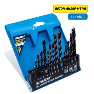 Master 530850 Beton/Ahşap/Metal Matkap Ucu Seti - (16 Parça)