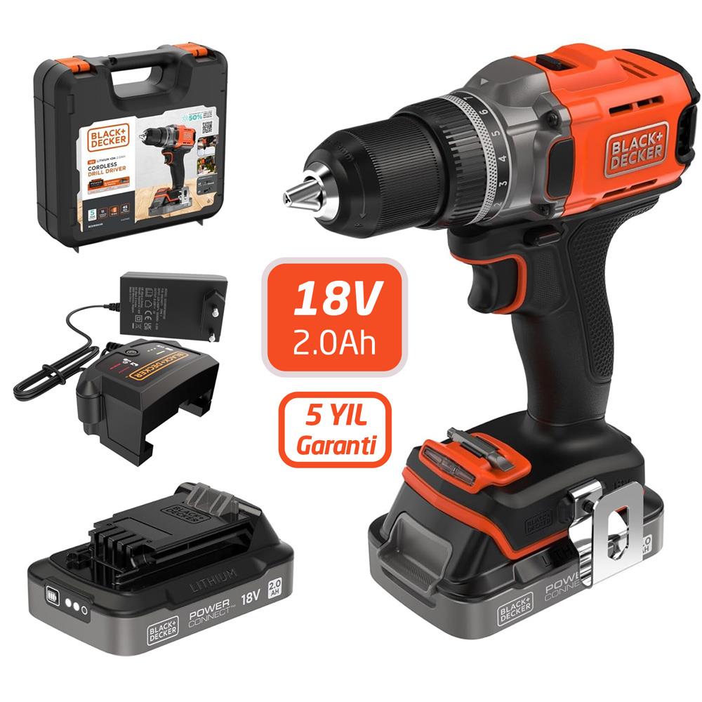 Black+Decker BCD382D2XK Çift Akülü Delme Vidalama 18V 2.0Ah