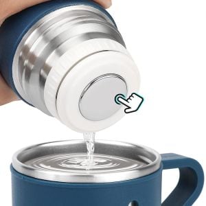 6002 Kupa Bardaklı Paslanmaz Çelik Termos Seti 500 ml - Mavi