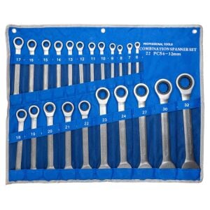 6125 Cırcır Kombine Anahtar Takımı 6-32mm 22 Parça (Bez Çantalı)