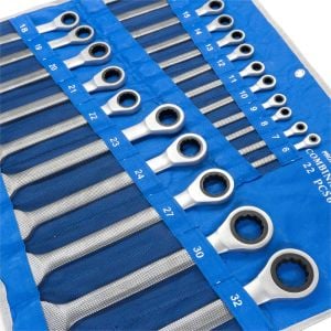 6125 Cırcır Kombine Anahtar Takımı 6-32mm 22 Parça (Bez Çantalı)
