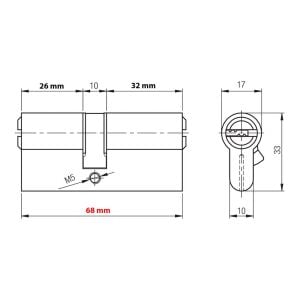 Kale Kilit 164BNE Bilyalı Barel Kilit Göbeği 68 mm Nikel (Saten)