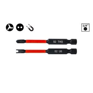 6603 Tri-wing TW2/ U-Shaped U6 Vidalama 2'li Bits Uç Seti 75mm