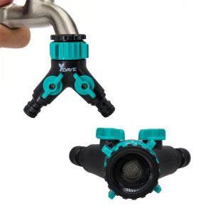 Daye DY8002L Çift Çıkışlı Vanalı Musluk Adaptörü 3/4'' - 1''