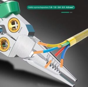 6504 Çok Amaçlı 8 Fonksiyonlu Elektrikçi Kablo Soyma Kesme Pensesi