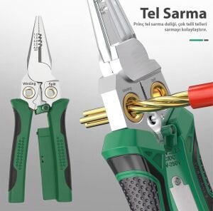 6504 Çok Amaçlı 8 Fonksiyonlu Elektrikçi Kablo Soyma Kesme Pensesi
