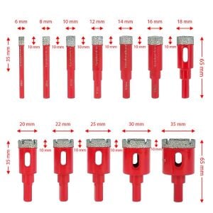 6507 Cam Seramik Granit Fayans Delme Panç Seti 12 Parça