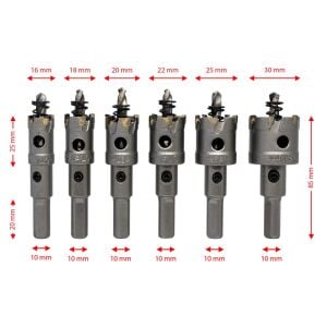 6505 TCT Paslanmaz Metal Delme Elmaslı Panç Seti 6 Parça