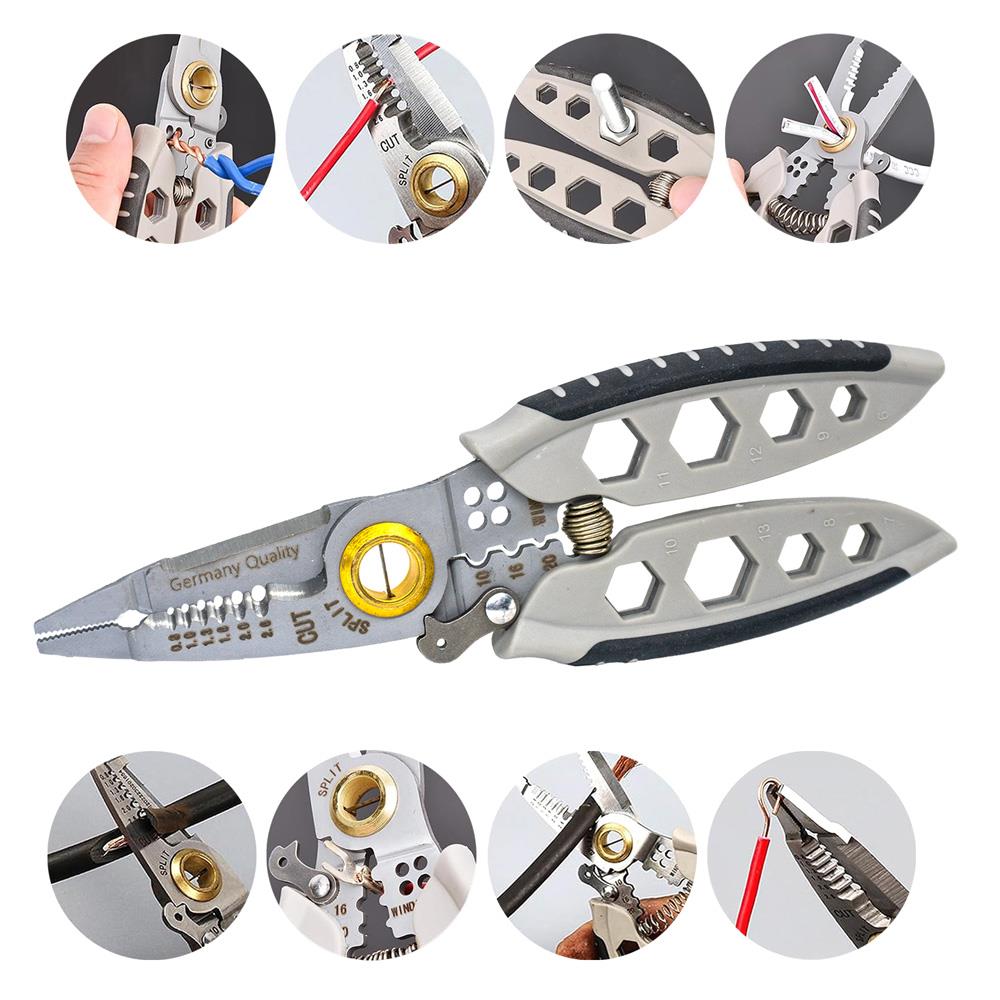 6510 Çok Amaçlı 8 Fonksiyonlu Elektrikçi Kablo Soyma Kesme Pensesi