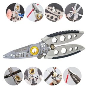 6510 Çok Amaçlı 8 Fonksiyonlu Elektrikçi Kablo Soyma Kesme Pensesi