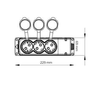 Bylion 3KMP-F Monofaze Kauçuk Üçlü Grup Priz 1x16A (IP44)