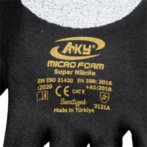 Aky 506087 Mikroköpük Süper Nitril Köpük Eldiven 3/4 Kaplı No:10/XL