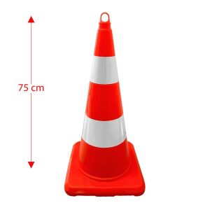 KO75 Çift Reflektifli Kırılmaz Trafik Konisi Hunisi 75 cm