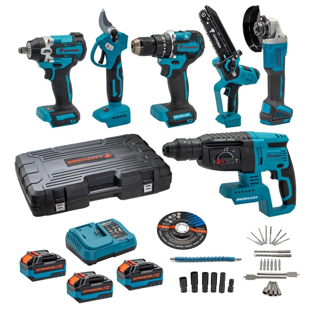 CatPower 1560 Kömürsüz Üç Akülü 6'lı Set 20V 4Ah (Aksesuarlı)