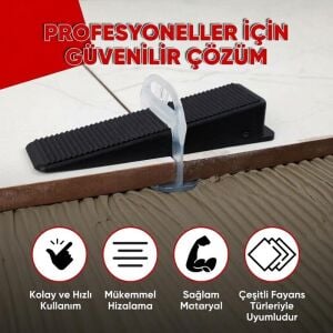 Seramik Fayans Seviye Tespit Takozu Siyah 100 Adet