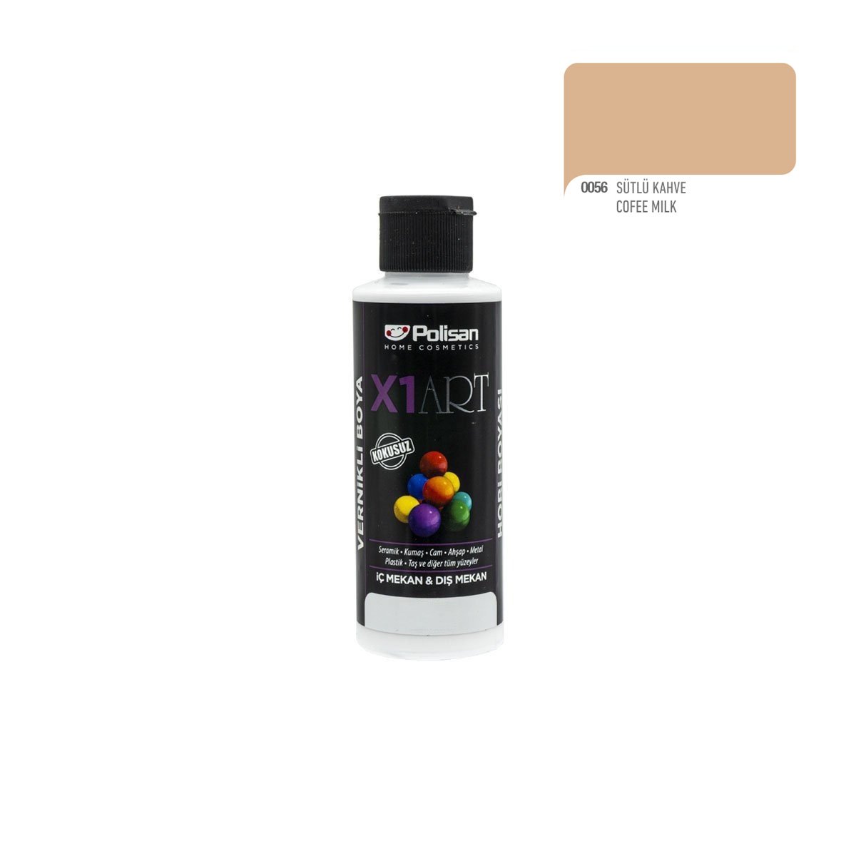 Polisan X1ART Vernikli Hobi Boyası 120ml - Sütlü Kahve