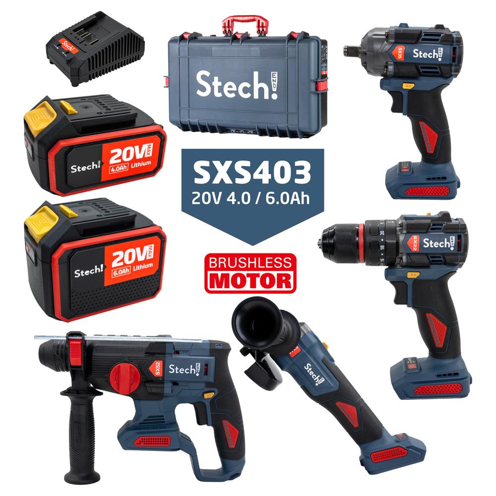 Stechend SXS403 Akülü Alet Seti 20V 4.0/6.0Ah 7 Parça