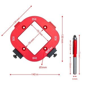 Rox Wood 0282 Alüminyum 4 Açılı Köşe Yönlendirici Freze Şablonu