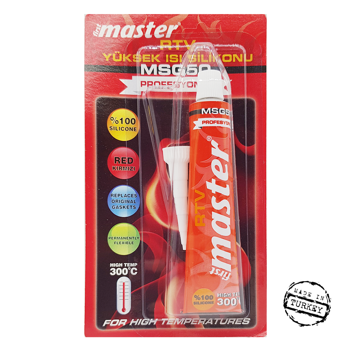 MASTER Kırmızı RTV Yüksek Isı Silikonu Tüp 50 ml