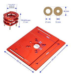 Rox Wood 0356 Alüminyum Ayarlı Freze Tezgah Seti