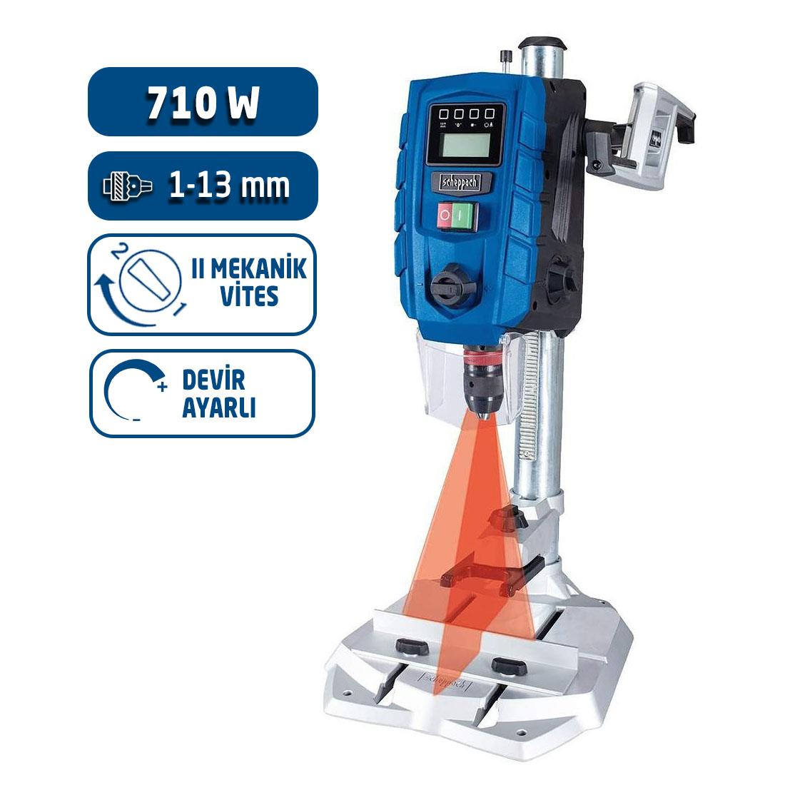 Scheppach DP60 Dijital Sütunlu Matkap 710 Watt (1.5-13 mm)