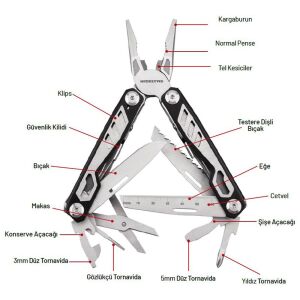 İzeltaş Multi Tool 15 Fonksiyonlu Çok Amaçlı El Aleti 155 mm