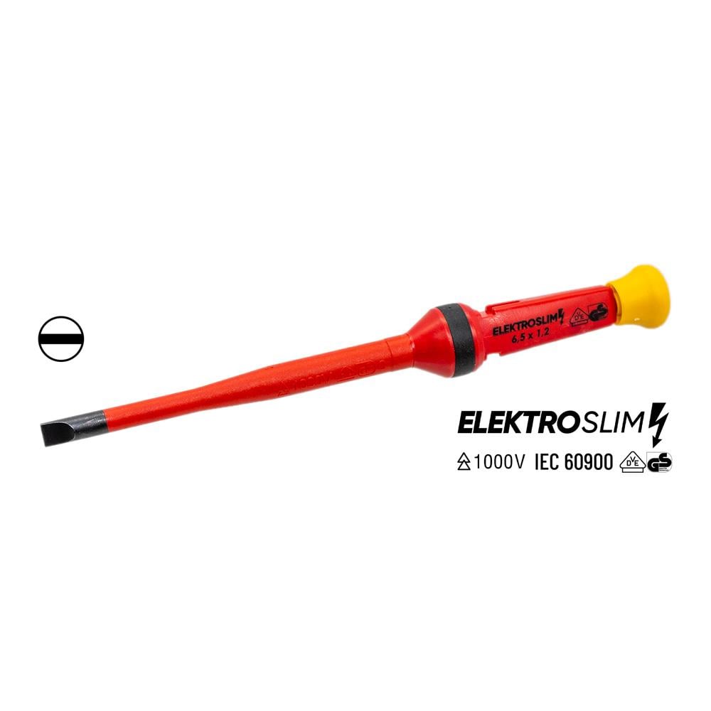 İzeltaş 1000V Elektro Slim Düz Uçlu Tornavida 6.5x100 mm