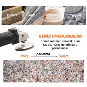 6554 Granit Mermer Taş Parlatma Polisaj Ped 100 mm - 600 Kum