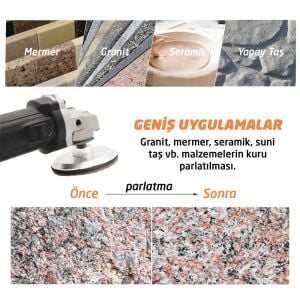 6551 Granit Mermer Taş Parlatma Polisaj Ped 100 mm - 100 Kum