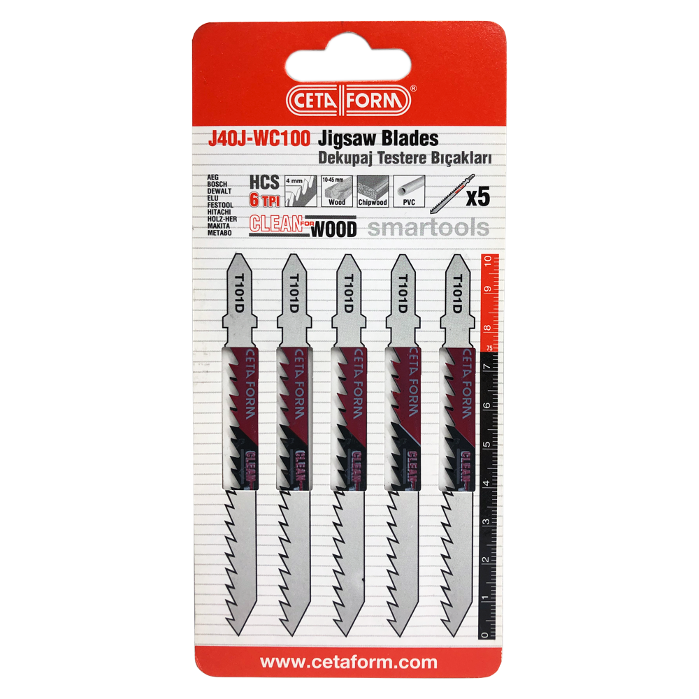 CETA FORM J40J-WC100 Dekupaj Testere Bıçağı (Ahşap İçin Temiz Kesim) 5'li Paket