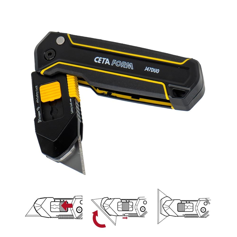 Ceta Form J47Duo Çift Fonksiyonlu Katlanır Trapez Maket Bıçağı Falçata