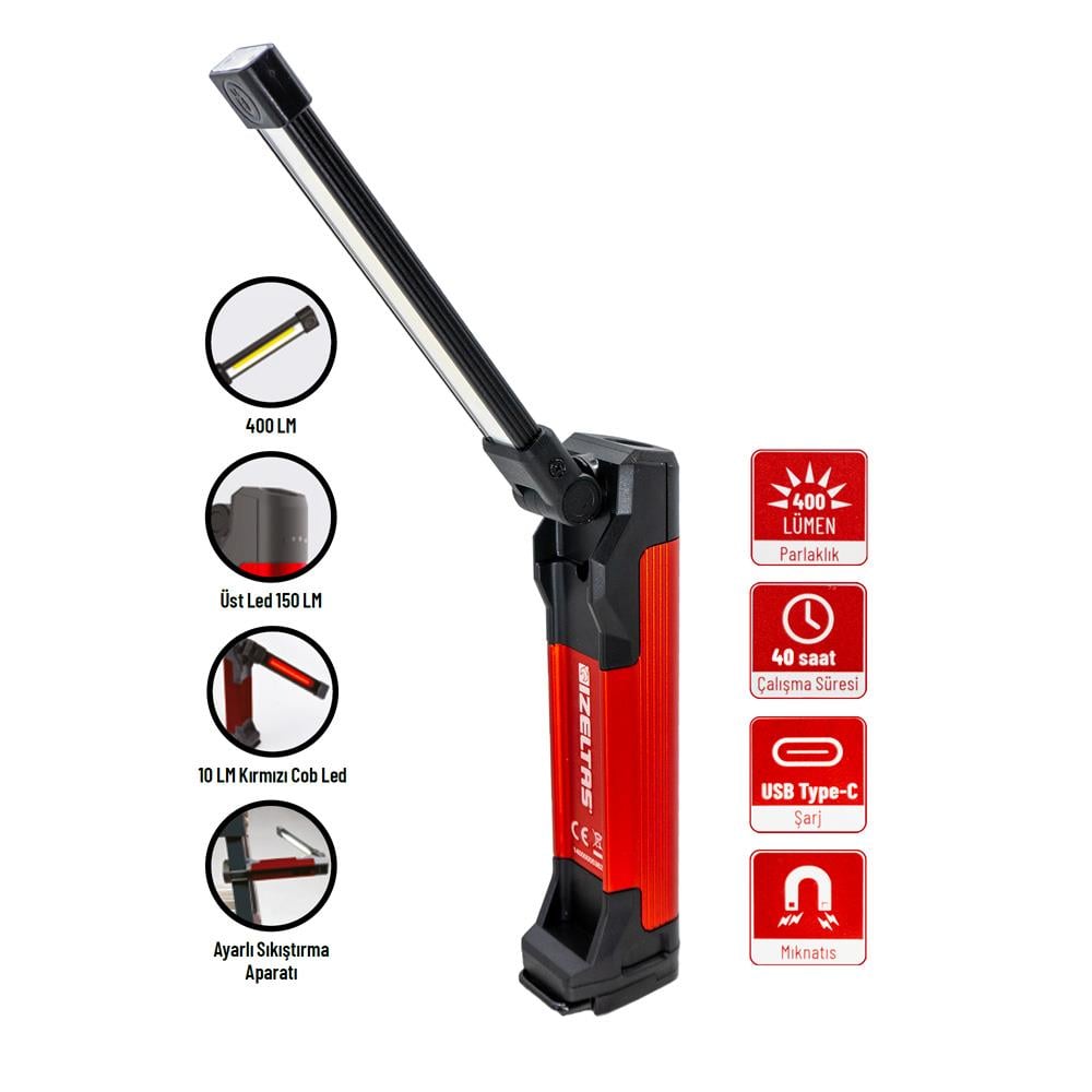 İzeltaş COB LED Şarjlı Katlanır Çalışma Lambası 400 lm