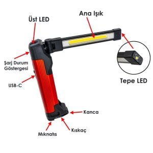 İzeltaş COB LED Şarjlı Katlanır Çalışma Lambası 400 lm
