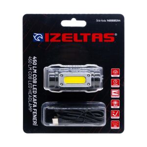 İzeltaş COB LED Şarjlı Alüminyum Gövde Kafa Feneri 450 lm
