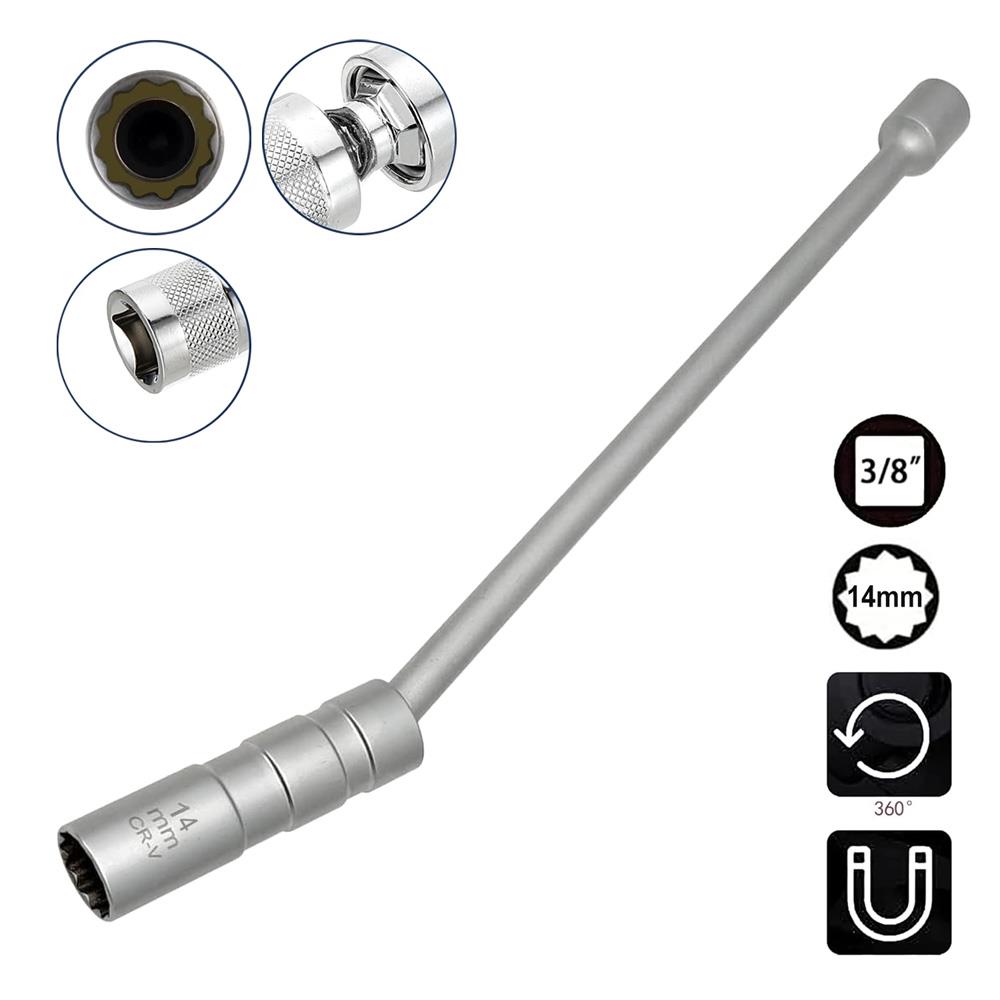6563 Mafsallı Mıknatıslı 12 Köşe 3/8'' Uzun Buji Lokma 14 mm
