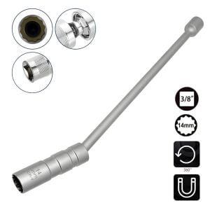 6563 Mafsallı Mıknatıslı 12 Köşe 3/8'' Uzun Buji Lokma 14 mm