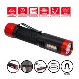 İzeltaş COB LED Şarjlı Cep Tipi El Feneri 1000 lm