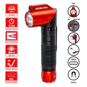 İzeltaş PRO LED Şarjlı Lazer Pointer/UV El Feneri 1000 lm